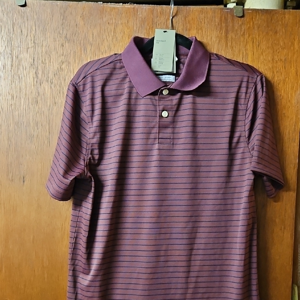 Maroon Polo Shirt with Tonal Stripes